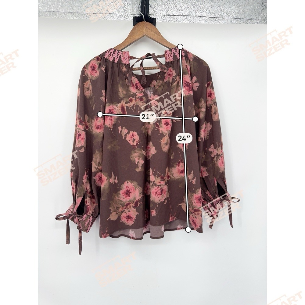 ENTRO Long Sleeve Floral Boho brown Blouse Forest Fairy‎ Ric Rack cottagecore M - Picture 5 of 11